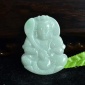 天然缅甸翡翠玉a货冰糯阳绿飘花如意观音吊坠 男款观音菩萨玉挂件